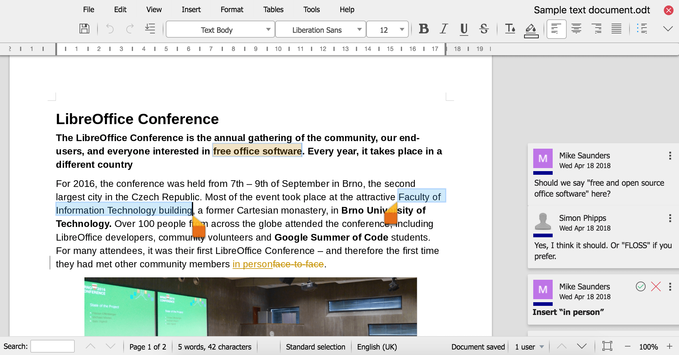 Schermata di LibreOffice Online Writer