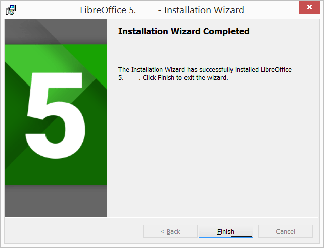 Installazione di LibreOffice completata